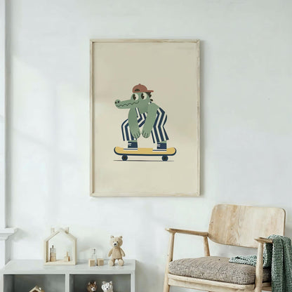 Cool Skateboard Nursery Wall Art, Boys Room Canvas Prin