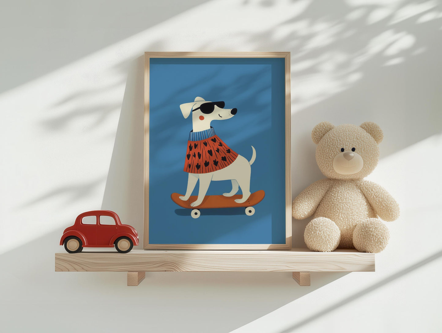 Cool Dog on Skateboard Wall Art, Boys Nursery Canvas Print
